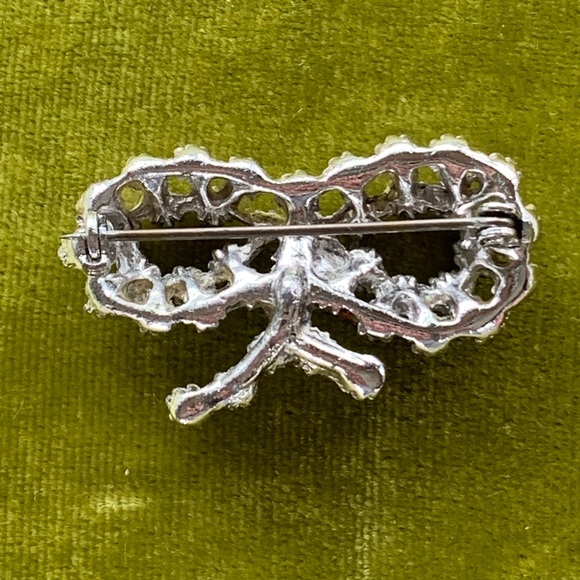 Antique Bow Shaped Rhinestone Pin - Picture 2 of 2